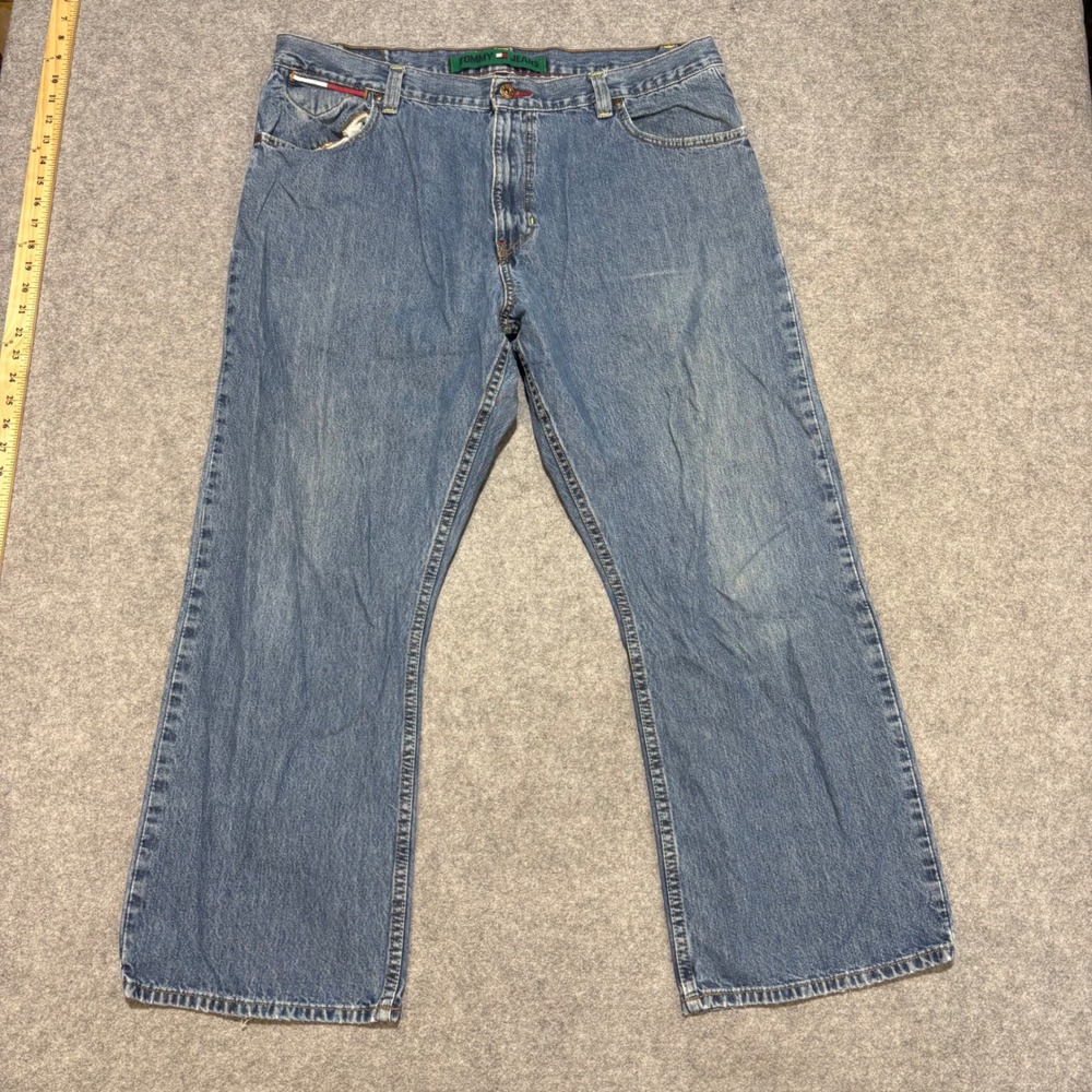 Tommy Jeans Mens 40x30 Blue Denim Straight Leg Vintage 90s Relaxed Fit Pants